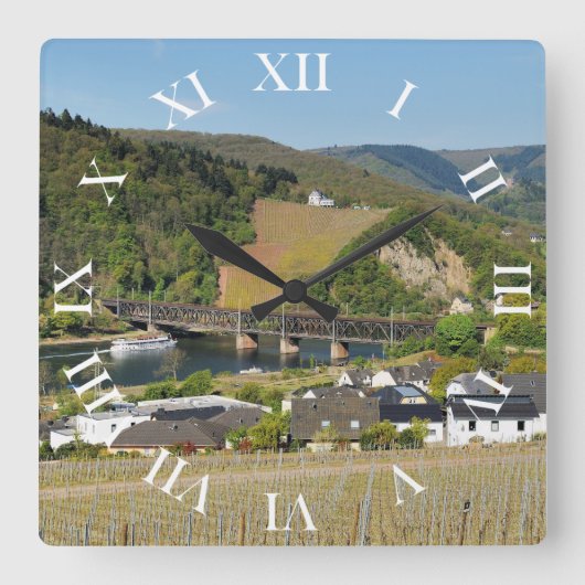 Moselbrücke bei Bullay スクエア壁時計 (正面)
