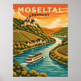 Moseltal Germany Vintage Travel  ポスター