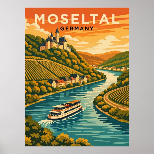 Moseltal Germany Vintage Travel  ポスター (正面)
