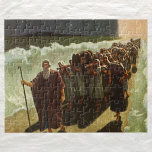 Moses Crossing of the Red Sea, Vintage Religion ジグソーパズル<br><div class="desc">Vintage illustration religious design featuring the Crossing of the Red Sea or Sea of Reeds. Part of the biblical narrative of the escape of the Israelites, led by Moses, from the pursuing Egyptians in the Book of Exodus. God chooses Moses to lead the Israelites out of slavery in Egypt and...</div>