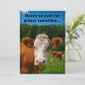 Mosey On Over Dinner Country Cow Ranch Farm Style  招待状 (スタンド正面)