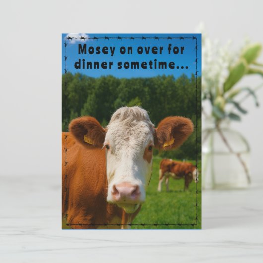 Mosey On Over Dinner Country Cow Ranch Farm Style  招待状 (スタンド正面)