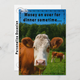 Mosey On Over Dinner Country Cow Ranch Farm Style  招待状
