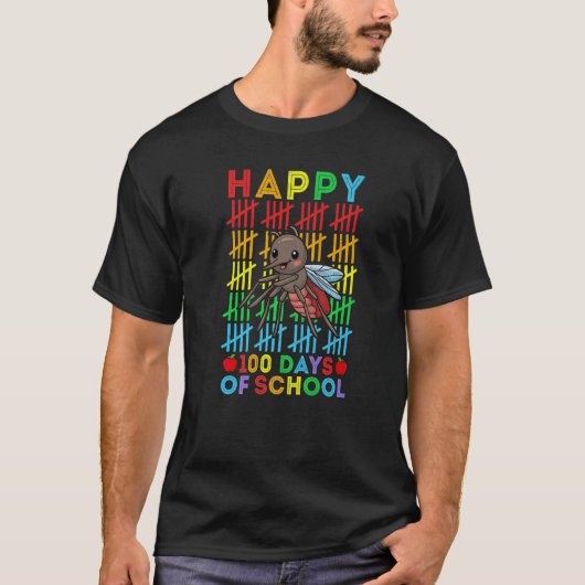 Mosquito Teacher Student Happy 100 Days of School Tシャツ (正面)