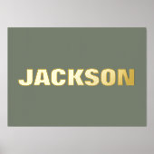 MOSSグリーン編集可能モダンなはっきりした文字金ゴールド 箔ポスター (正面)