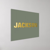 MOSSグリーン編集可能モダンなはっきりした文字金ゴールド 箔ポスター (レイダウン)