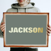 MOSSグリーン編集可能モダンなはっきりした文字金ゴールド 箔ポスター