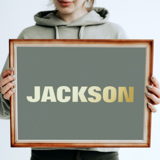 MOSSグリーン編集可能モダンなはっきりした文字金ゴールド 箔ポスター