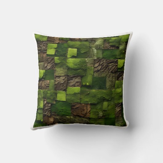 Moss & Bark Patchwork Biophilic Macro-Texture クッション (裏面)