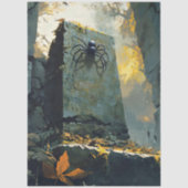 Moss-Covered Tombstone with Spider Decoupage 薄葉紙 (正面)