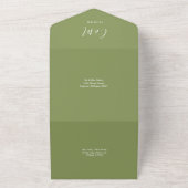 Moss Green エレガント Signature Script結婚の オールインワン招待状 (外側)