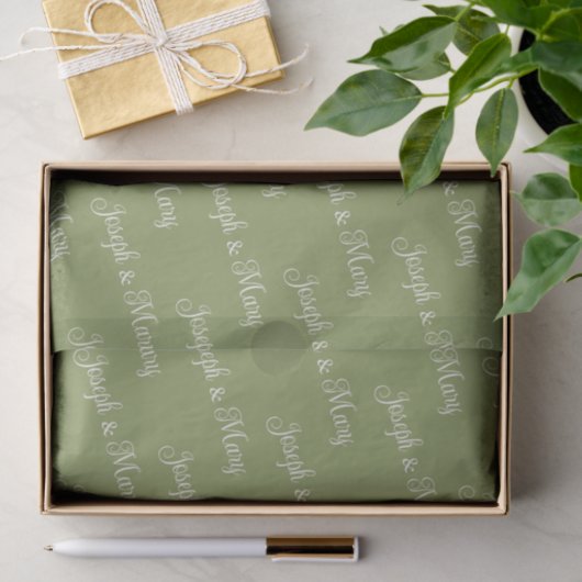 Moss Green And Sand Script Nature Wedding Themes 薄葉紙 (ギフト)