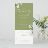 Moss Green Botanical Greenery All In One Wedding 招待状 (スタンド正面)