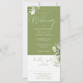 Moss Green Botanical Greenery All In One Wedding 招待状 (正面)