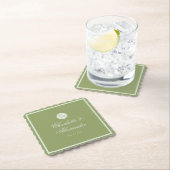 Moss Green Calligraphy Wedding Paper Coaster ペーパーコースター (インサイチュ)