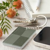 Moss Green Check Pattern Keychain – カスタマイズ可能 キーホルダー (正面右)