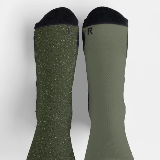 Moss Green Duo Crew Socks – メンズカスタマイズ可能 ソックス (上部)