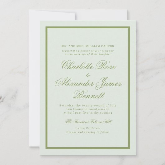 Moss Green Estate Wedding Invitation 招待状 (正面)
