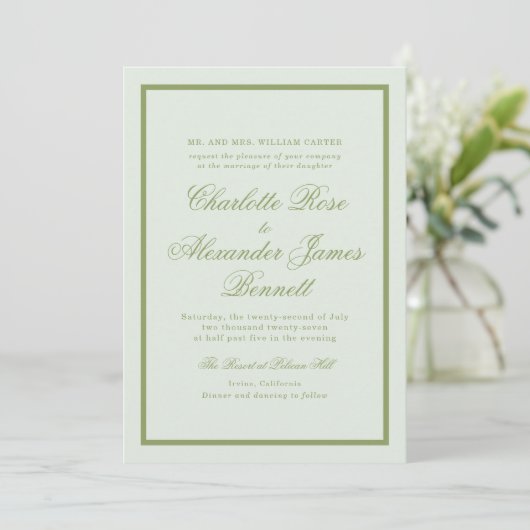 Moss Green Estate Wedding Invitation 招待状 (スタンド正面)