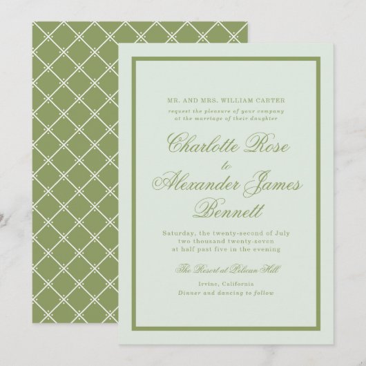 Moss Green Estate Wedding Invitation 招待状 (正面/裏面)
