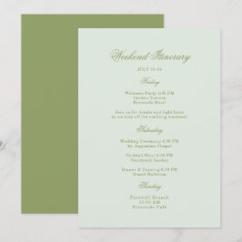 Moss Green Estate Wedding Itinerary Card 招待状