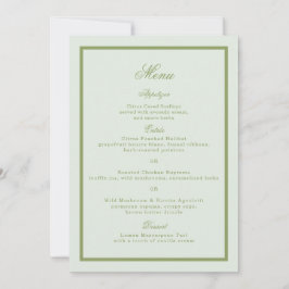 Moss Green Estate Wedding Menu Card 招待状