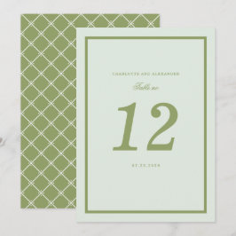 Moss Green Estate Wedding Table Number Card 招待状