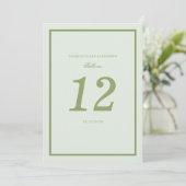 Moss Green Estate Wedding Table Number Card 招待状 (スタンド正面)