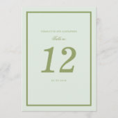 Moss Green Estate Wedding Table Number Card 招待状 (正面)