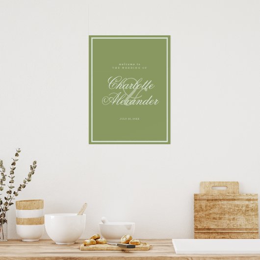 Moss Green Estate Wedding Welcome Sign ポスター (キッチン)