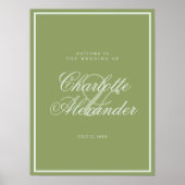 Moss Green Estate Wedding Welcome Sign ポスター (正面)