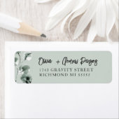 Moss Green Eucalyptus Hand Lettered Script Address ラベル (インサイチュ)
