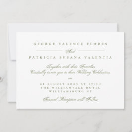 Moss Green Formal Calligraphy Wedding 招待状