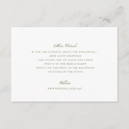 Moss Green Formal Classic Elegant Wedding エンクロージャーカード