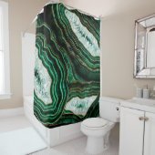 Moss Green Geodeとクリスタルデジタルアート シャワーカーテン (インサイチュ)