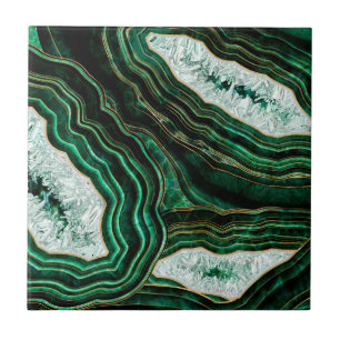 Moss Green Geodeとクリスタルデジタルアート タイル