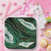 Moss Green Geodeとクリスタルデジタルアート ペーパープレート (パーティー)