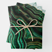 Moss Green Geodeとクリスタルデジタルアート ラッピングペーパーシート (インサイチュ)