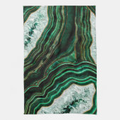 Moss Green Geode and Crystals Digital Art キッチンタオル (縦)