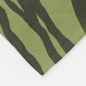 Moss Green Glamorous Tiger Stripes Animal Print フリースブランケット (角)