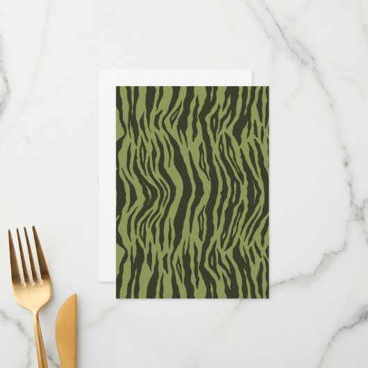 Moss Green Glamorous Tiger Stripes Animal Print メニュー (正面/裏面インサイチュ)