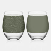 Moss Green Mixed Texture Glass Set – カスタマイズ可能 ステムなしワイングラス (裏面)