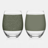 Moss Green Mixed Texture Glass Set – カスタマイズ可能 ステムなしワイングラス (左)