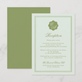 Moss Green Monogram Reception Card エンクロージャーカード