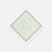 Moss Green Monogram Wedding Napkin スタンダードカクテルナプキン (角)