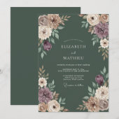 Moss Green Moody Autumnal Wedding 招待状 (正面/裏面)