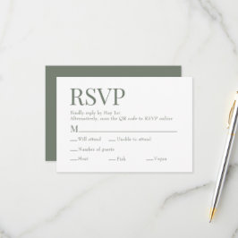 Moss Green Scan Qrコード食事の選択結婚's 出欠カード