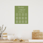 Moss Green Signature Script Wedding Seating Chart ポスター (キッチン)