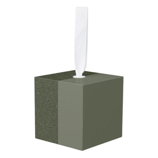 Moss Green Split Texture Cubeオーナメント- カスタマイズ キューブオーナメント (正面アングル)