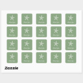 Moss Green Starfish Thank You Stickers スクエアシール (シート)